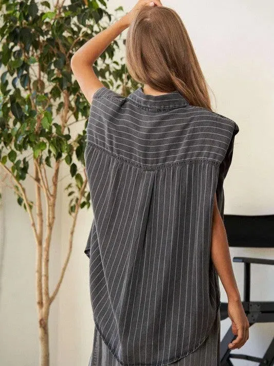 Following Your Own Path Stripe Button Down Shirt   Long Pants Set