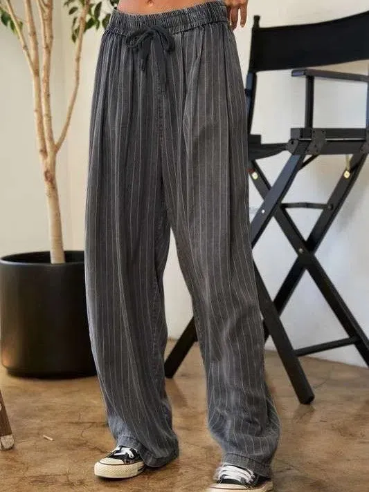 Following Your Own Path Stripe Button Down Shirt   Long Pants Set