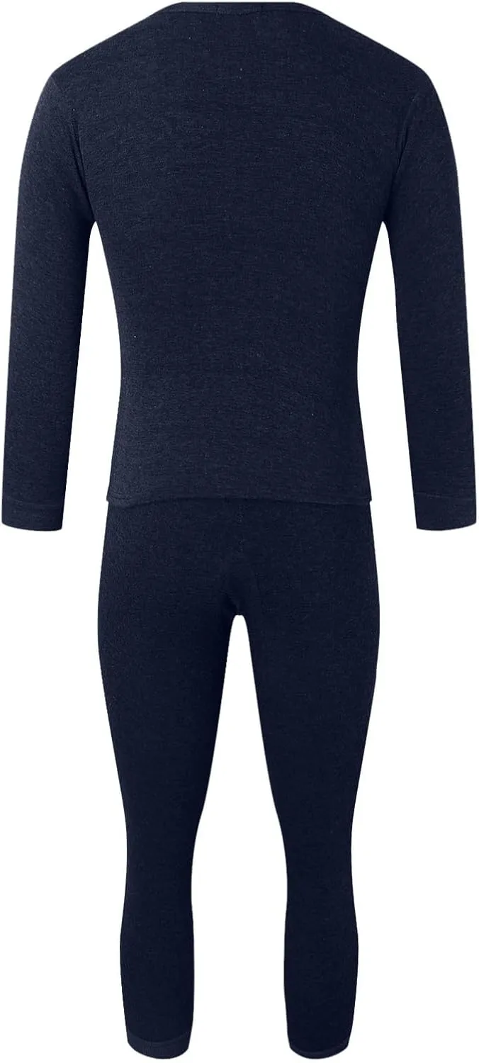 Mens Thermal Pajamas Sets, Cotton Soft Sleepwear Long Sleeve Top & Bottoms PJs, Winter Warm Pajamas Sets For Men