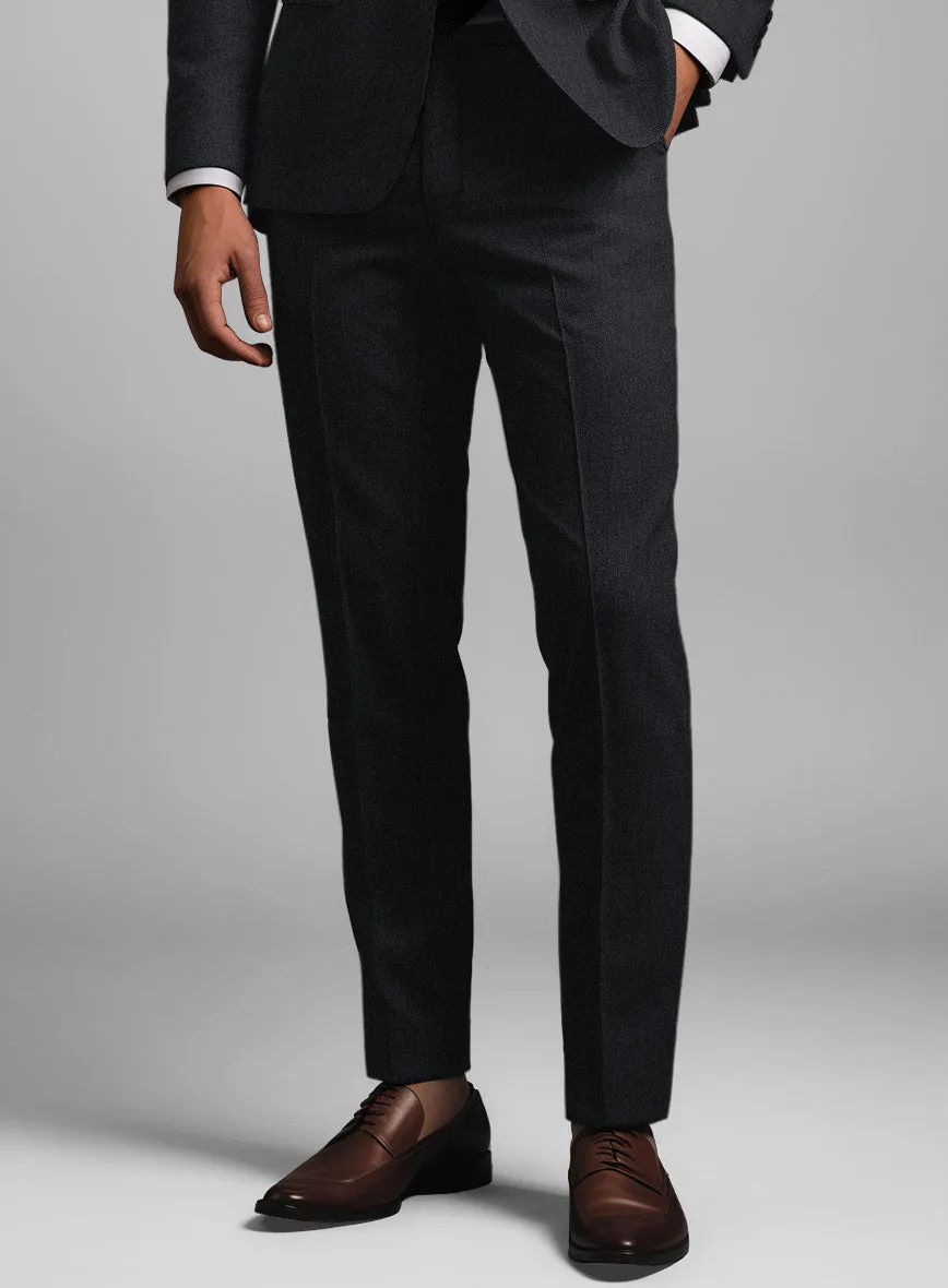 Noble Black Wool Silk Linen Pants