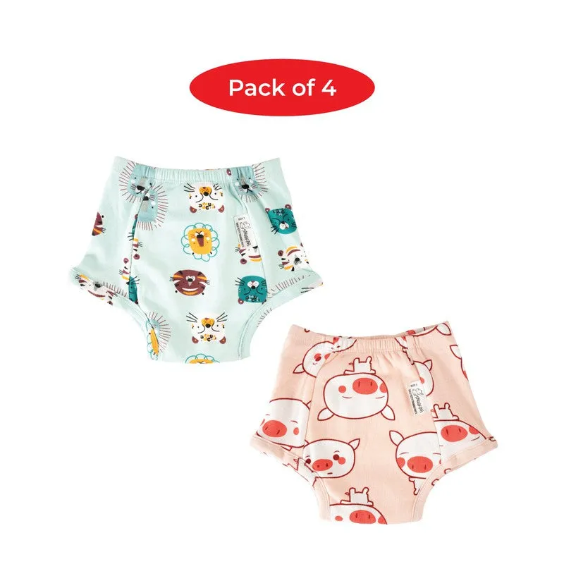 Pack of 4 - Snug Farm Snug Potty Training Pull-up Pants for Babies/ Toddlers/Kids. Reusable Potty Training Underwear for Girls and Boys. 100% Cotton. (Size 1, Fits 1 - 2 years)