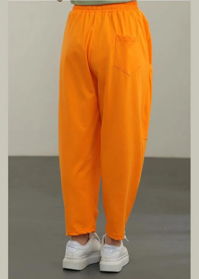 Plus Size Orange Pockets Harem Pants Summer