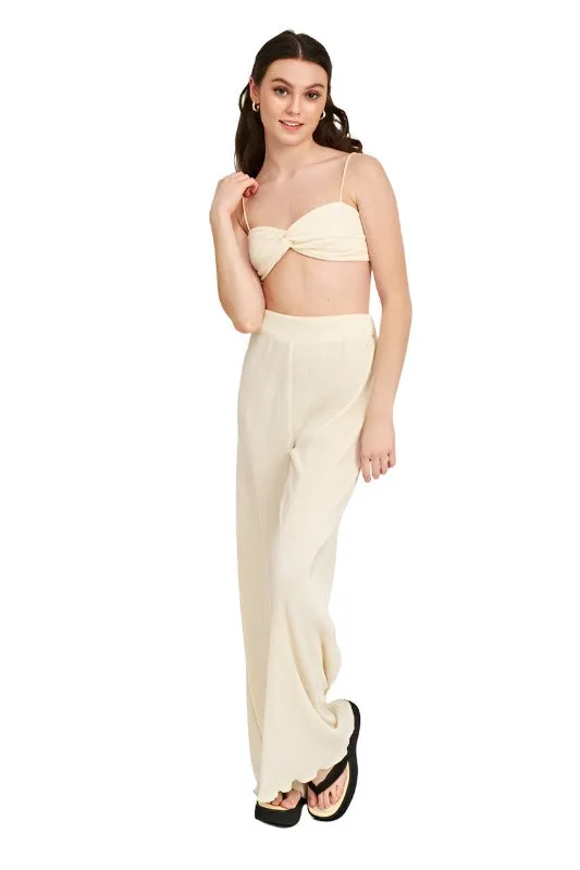 Scallop Hem High Waisted Pants