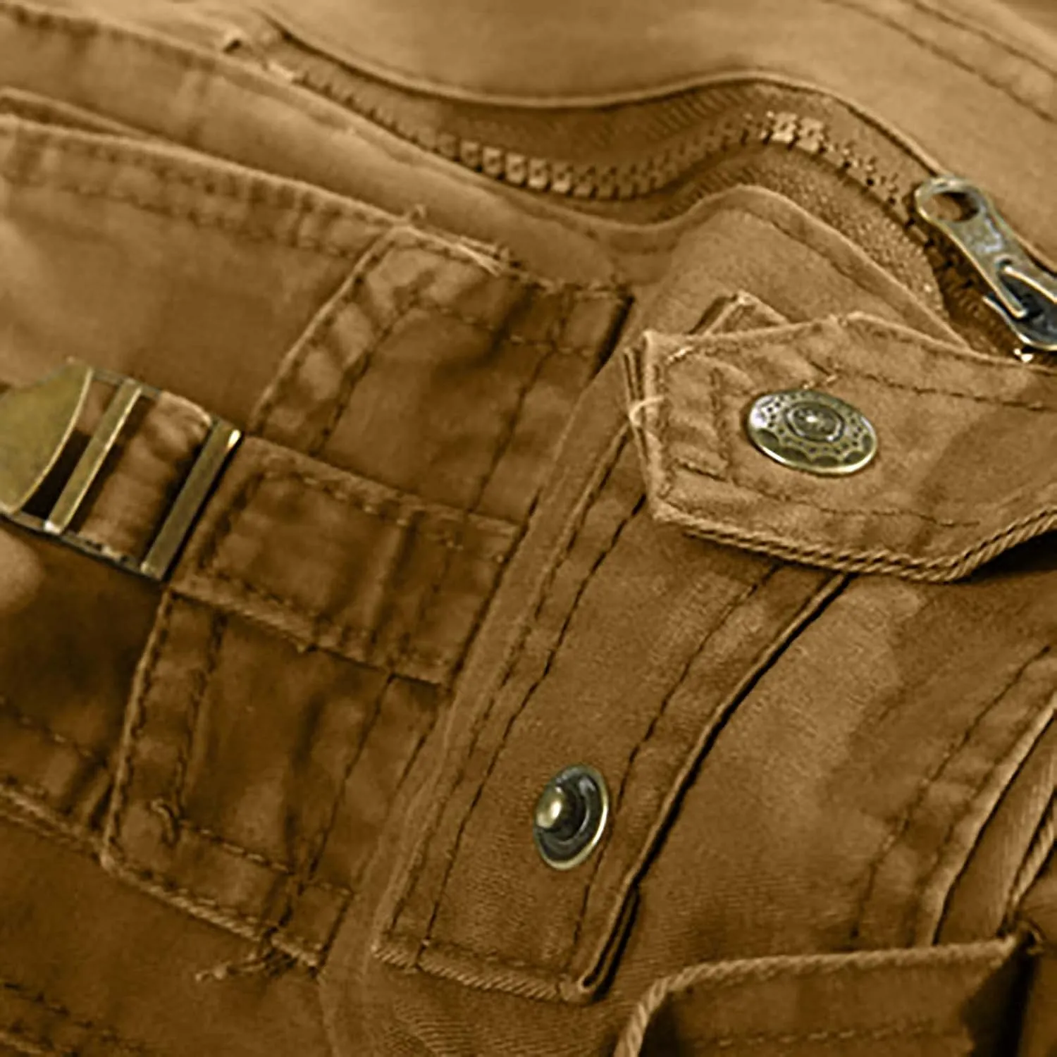 Ymosrh Khaki Cargo Pants for Men Work Pants Cotton Relaxed Fit Military Pants with Multi Pockets Stretch Pants