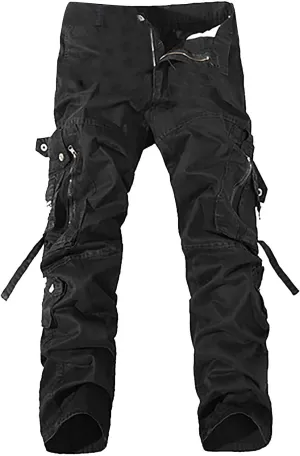 Ymosrh Khaki Cargo Pants for Men Work Pants Cotton Relaxed Fit Military Pants with Multi Pockets Stretch Pants