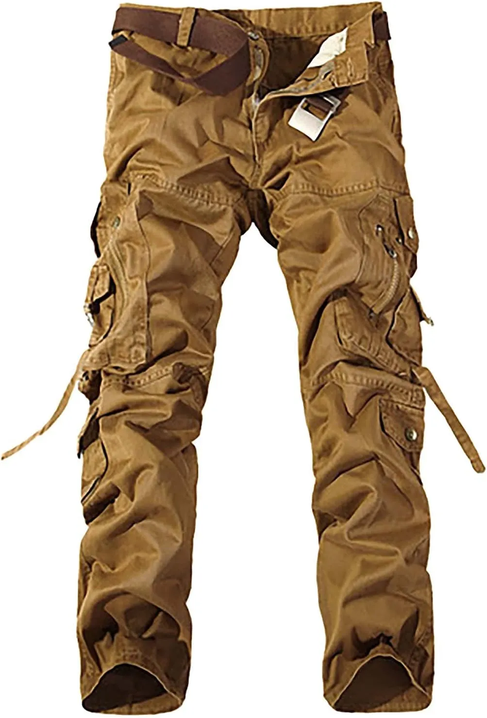 Ymosrh Khaki Cargo Pants for Men Work Pants Cotton Relaxed Fit Military Pants with Multi Pockets Stretch Pants