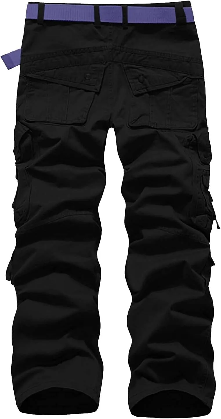 Ymosrh Khaki Cargo Pants for Men Work Pants Cotton Relaxed Fit Military Pants with Multi Pockets Stretch Pants