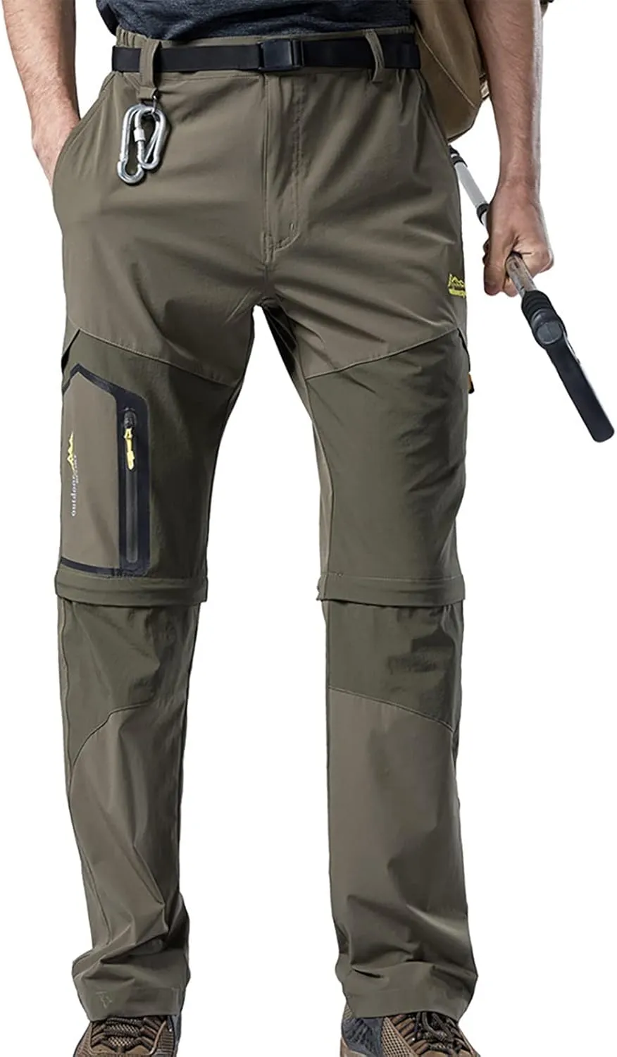 Ymosrh Khaki Jeans for Men are Thickened with Velvet, Outdoor Mountaineering, Multi Pocket Long Pants Mens Stretch