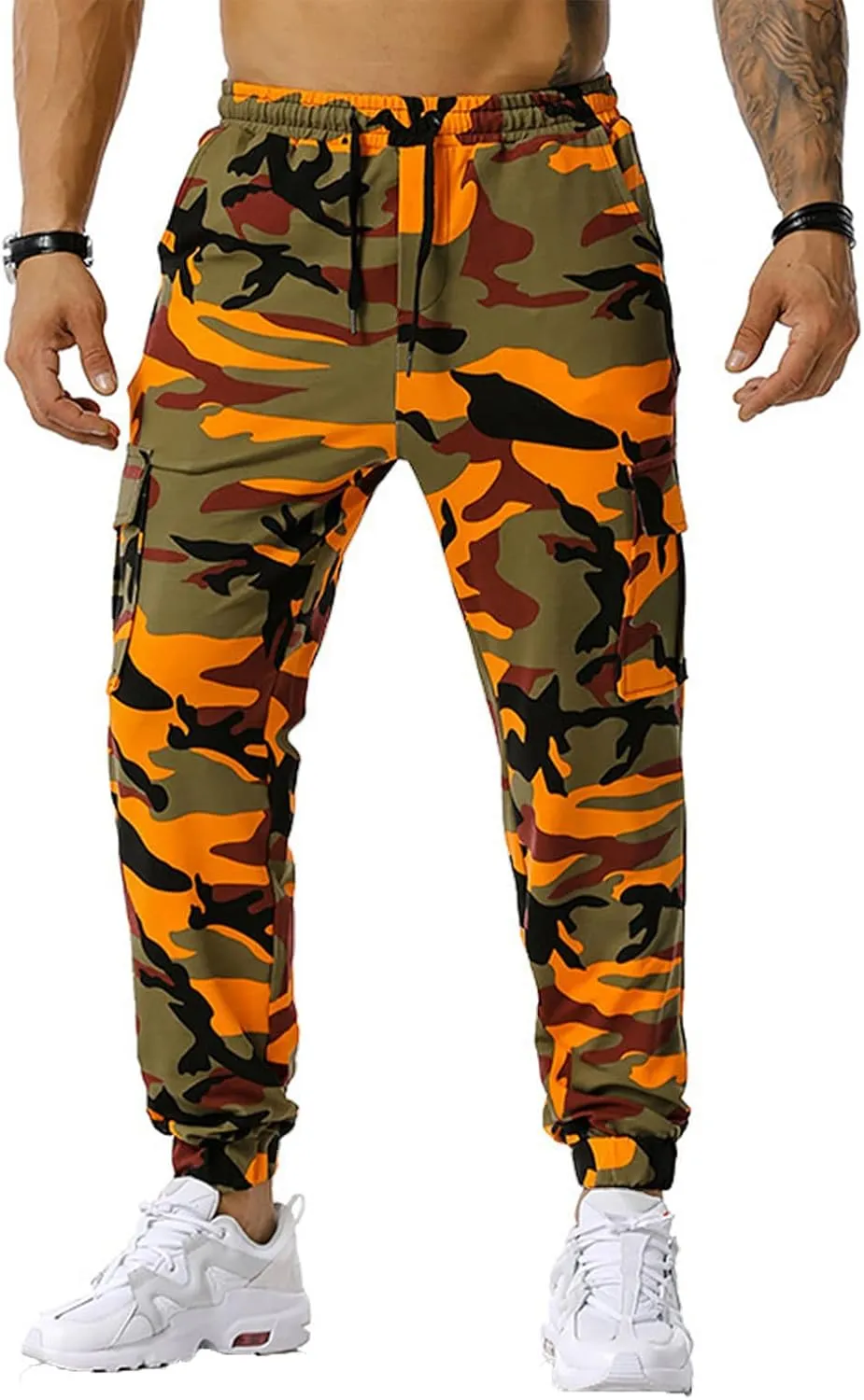 Ymosrh Mens Pants Fashion Men's Patchwork Camouflage Jogging Pants Outdoor Sports Fitness Stretch